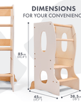 Stabiler Montessori Lernturm: Mitwachsender Kinderstuhl aus Holz – Elfenbein-1