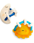 Sunny Teether featuring a cheerful sun and moon design, perfect for soothing gums and engaging little hands.