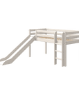 FLEXA CLASSIC Mid-High Bed in white with slide and ladder, perfect for children's playful retreats.