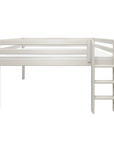 High bed with safety rail and ladder, 120 cm height, in white finish, perfect for maximizing space and comfort.