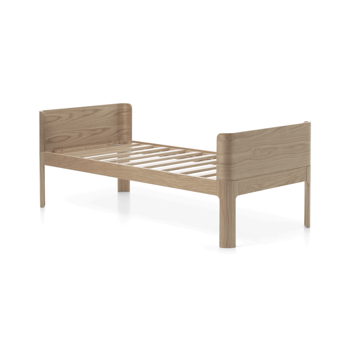 FLEXA Nova Junior Bed in oak, 150x70 cm, with rounded edges and minimalist design for a soothing sleep space.
