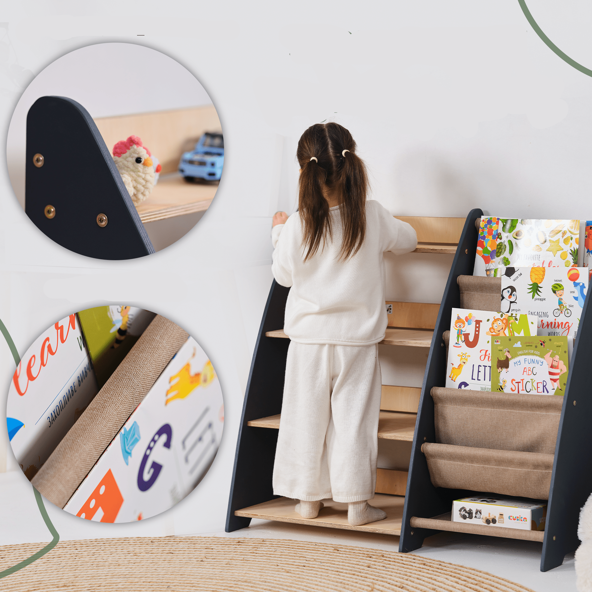 2in1 Montessori-Regal für Kleinkinder – Bücher & Spielzeug-3