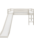 High bed with slide and ladder, 120 cm, 90x200 cm, white, perfect for children's playful rooms.