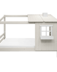 FLEXA CLASSIC Single Bed with Half House and Ladder, 90x200 cm, in White, perfect for children's imaginative play.