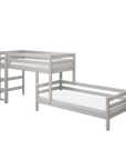 FLEXA Classic grey bunk bed with ladder and safety rail, space-saving design, ideal for kids' rooms.