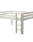 High bed 120 cm with safety rail, ladder, and spacious design in white, perfect for play and storage underneath.