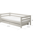 Single bed with storage in white, 90x200 cm, featuring drawers and classic Scandinavian design.