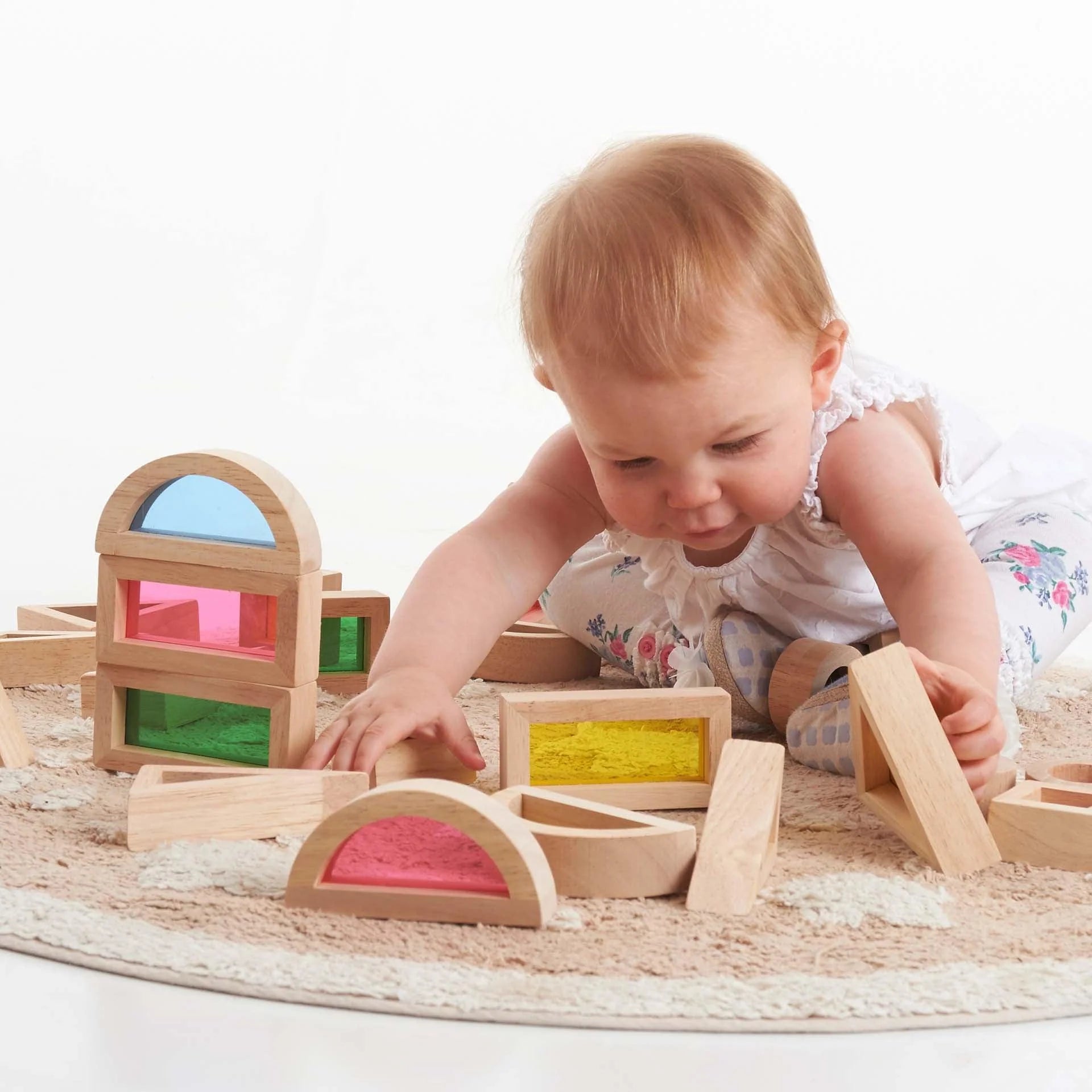 TickiT Rainbow Blocks – Set of 24 Wooden Building Blocks with Acrylic ...