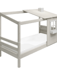 Single bed with half house design, ladder, and white finish, 90x200 cm, perfect for children's cozy retreat.