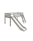 Mid-high Bed with Slide and Slanting Ladder, 90x200 cm, Grey
