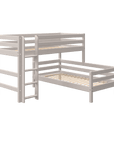 FLEXA Classic 143 cm grey bunk bed with ladder and safety rail, designed for children, space-saving solution.