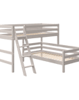 FLEXA CLASSIC grey bunk bed with slanting ladder and safety rail, ideal for space-saving in small bedrooms.