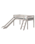Mid-high Bed with Slide and Slanting Ladder, 90x200 cm, Grey