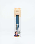 KiddiKutter Knife - Blueberry in packaging, designed for safe child cooking with rounded serrated edge.