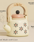 Le Toy Van Vintage Wooden Kettle with removable lid and movable handle for pretend tea parties