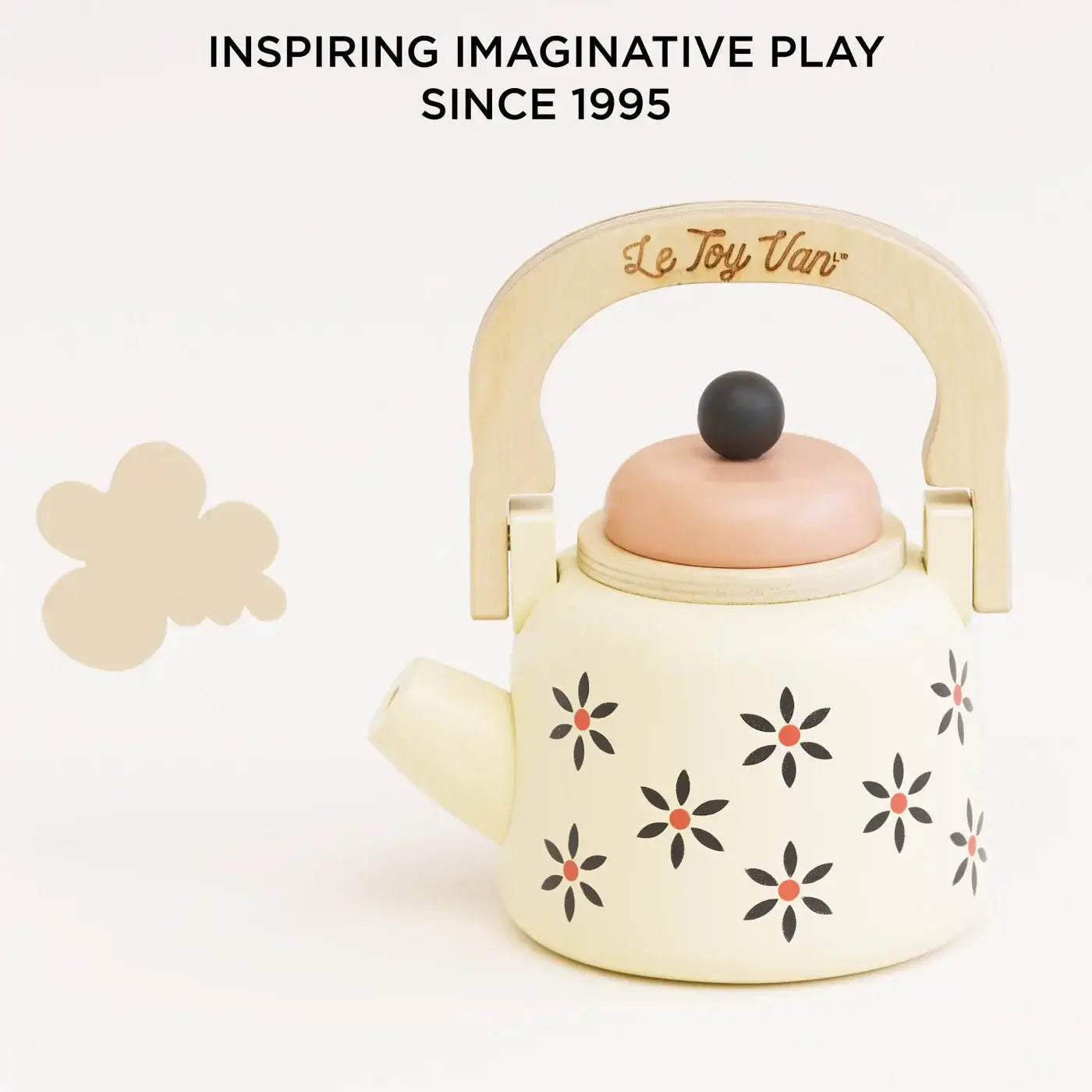 Le Toy Van Vintage Wooden Kettle for imaginative tea parties and playful pretend kitchens.