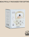 Le Toy Van Vintage Wooden Kettle beautifully packaged for gifting, perfect for tiny tea parties and imaginative play.