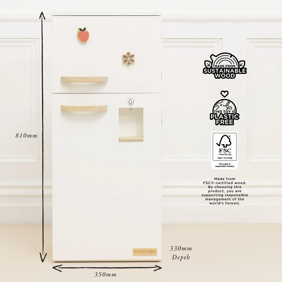 Playmaker Freezer Wooden Fridge Freezer Toy | Role Play Kitchen Accessory – Sāaru