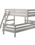 Grey bunk bed with slanting ladder and safety rail, 90x200 cm, perfect for space-saving in shared bedrooms.