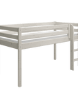 High bed 120 cm with safety rail and ladder in white, ideal for children's rooms with a versatile design.