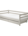 Classic single bed with storage drawers, 90x200 cm, white finish, perfect for kids' rooms.