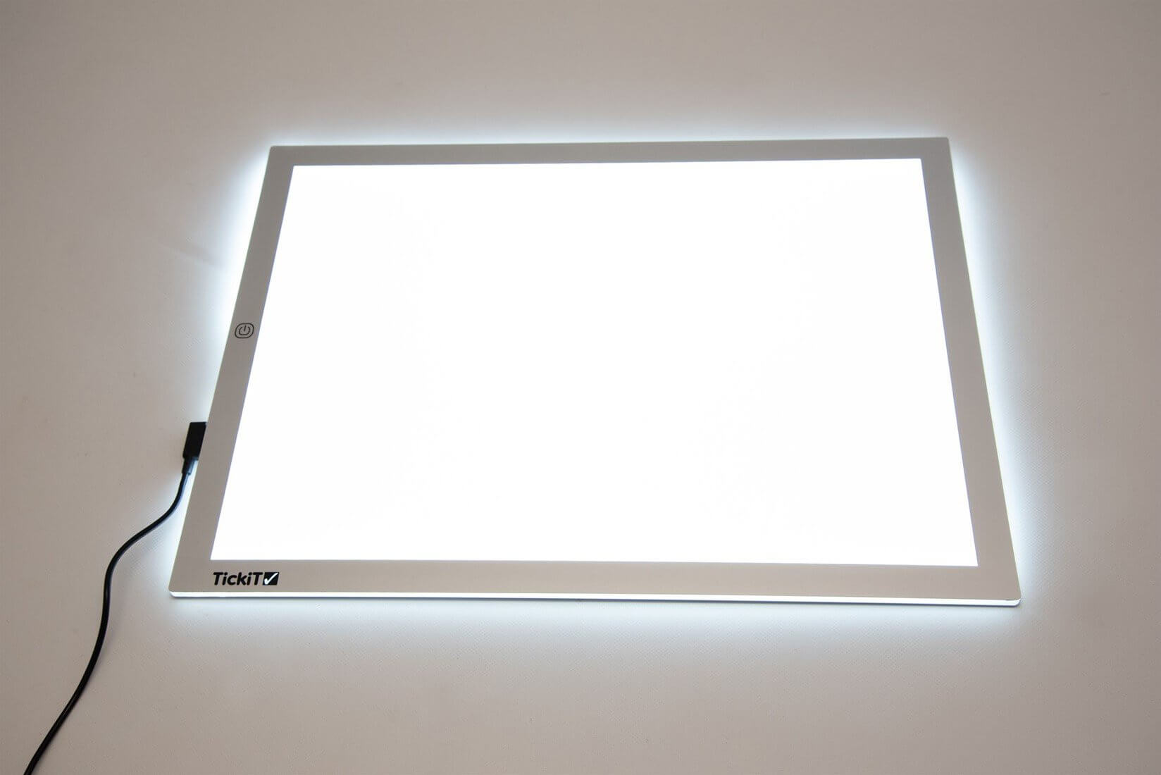 Tickit A3 Rectangular Light Panel displaying a bright, flat surface for exploring colors and patterns.